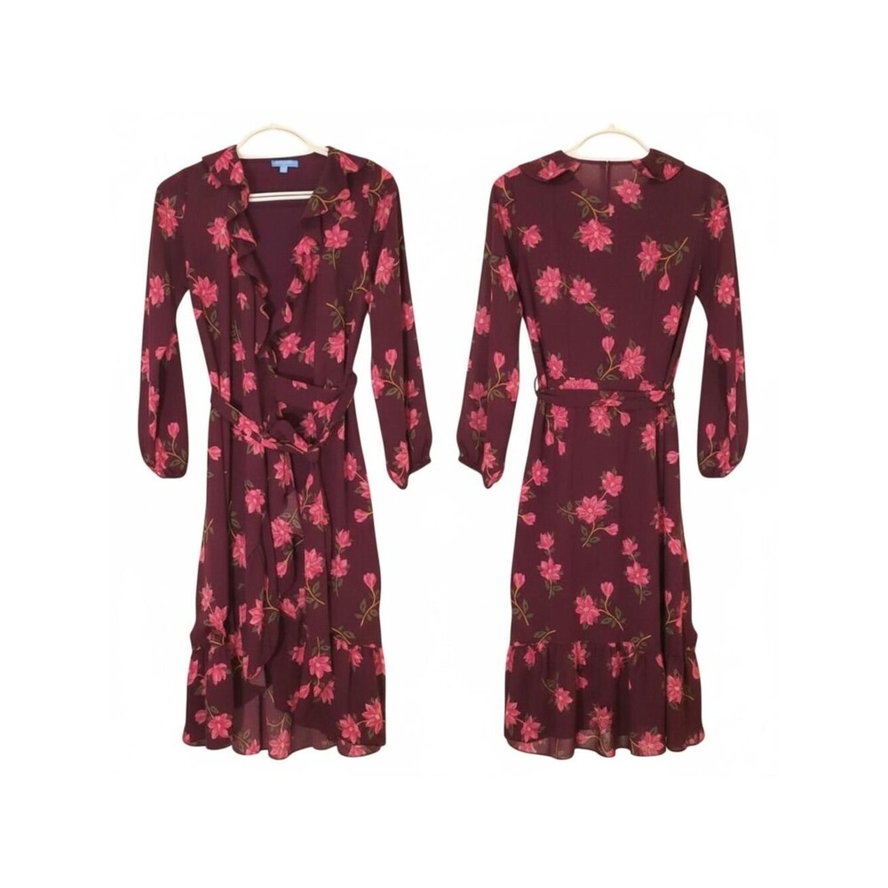 Draper James RSVP Floral Ruffle Wrap Dress Long Sleeve
